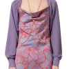 Giacca cropped bolero in georgette prugna
