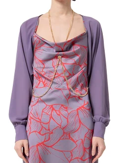 Giacca cropped bolero in georgette prugna