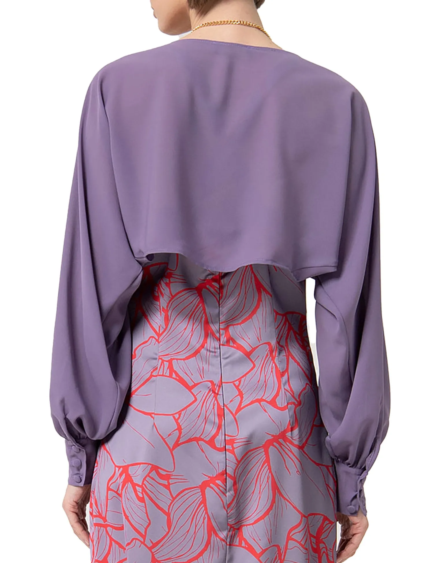 Giacca cropped bolero in georgette prugna