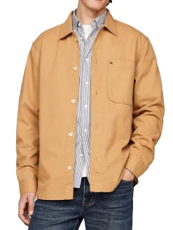 Giacca stile overshirt in twill kaki