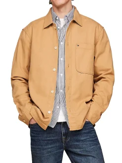 Giacca stile overshirt in twill kaki