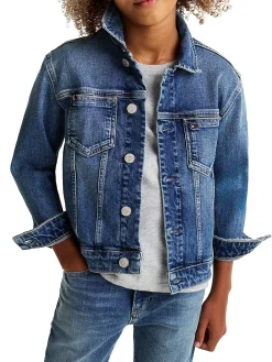 Giacca trucker oversize in denim medio