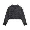 Giacca zip con capuccio logo allover nero
