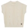 Gilet in maglia con scollo a V panna