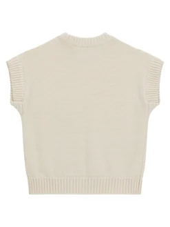Gilet in maglia con scollo a V panna