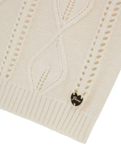 Gilet in maglia con scollo a V panna