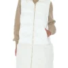 Gilet smanicato con cappuccio ed ecopelliccia bianco