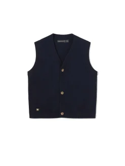 Gilet tricot in maglia scollo a V blu