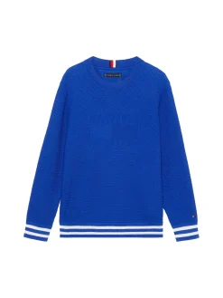 Girocollo con bandiera intessuta bluette