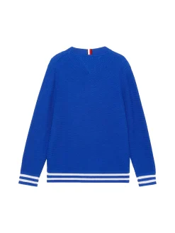Girocollo con bandiera intessuta bluette
