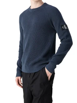 Girocollo con logo sulla manica blu