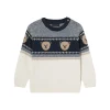 Girocollo jacquard beige/blu