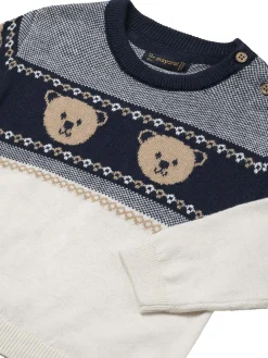 Girocollo jacquard beige/blu