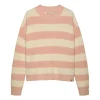 Girocollo kids a righe taglio relaxed bianco/rosa