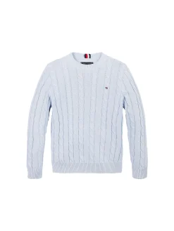 Girocollo kids essential a maglia intrecciata celeste
