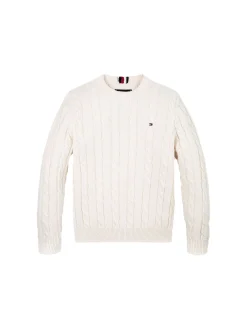 Girocollo kids essential a maglia intrecciata panna