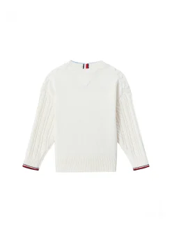 Girocollo kids lavorazione maglia a trecce bianco