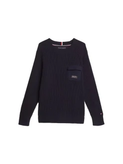 Girocollo kids tasca sul petto blu