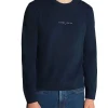 Girocollo linear con logo sul petto blu