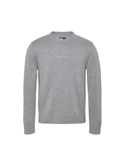 Girocollo linear con logo sul petto grigio