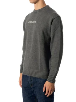 Girocollo logo ricamato grigio
