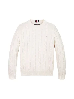 Girocollo maglia intrecciata avorio