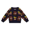 Girocollo manica lunga allover Teddy blu