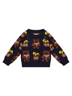 Girocollo manica lunga allover Teddy blu