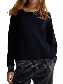 Girocollo manica lunga con strass nero