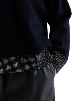 Girocollo manica lunga con strass nero