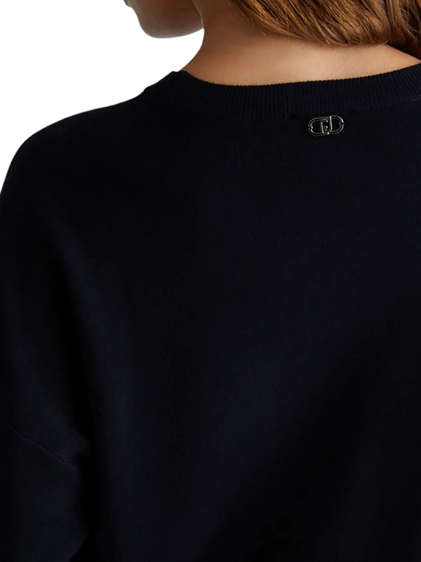 Girocollo manica lunga con strass nero
