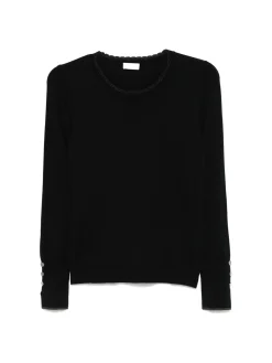 Girocollo manica lunga fondo strass nero