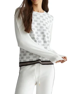 Girocollo manica lunga logo all over bianco