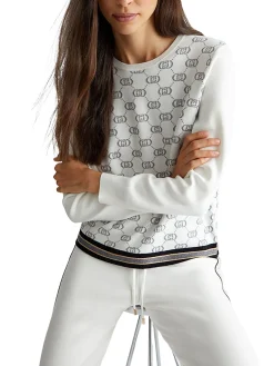 Girocollo manica lunga logo all over bianco