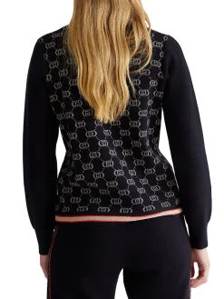 Girocollo manica lunga logo all over nero