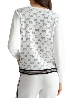 Girocollo manica lunga logo all over bianco