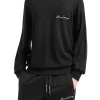 Girocollo manica lunga signature logo nero