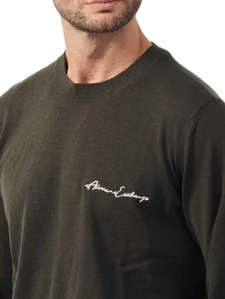 Girocollo manica lunga signature logo verde