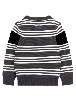 Girocollo manica lunga stripe grigio/bianco