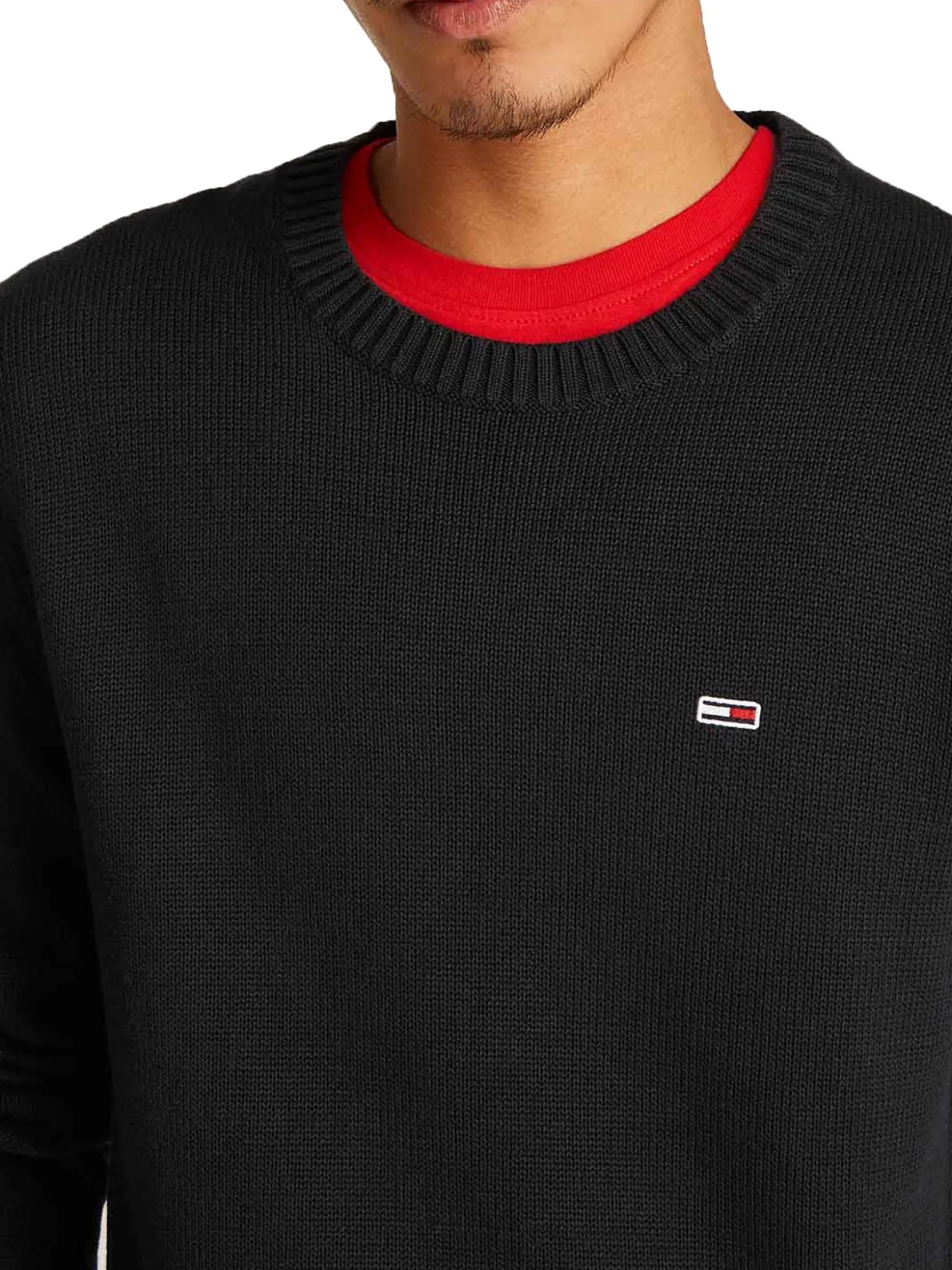Girocollo slim fit tjm essential nero