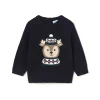 Girocollo taglio raglan intarsio blu