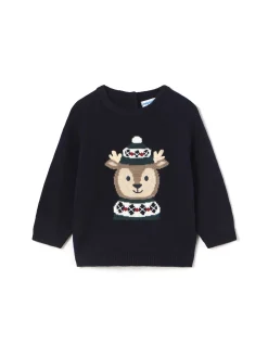 Girocollo taglio raglan intarsio blu