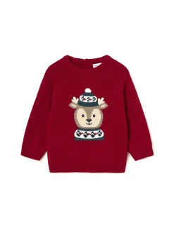 Girocollo taglio raglan intarsio rosso