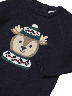 Girocollo taglio raglan intarsio blu