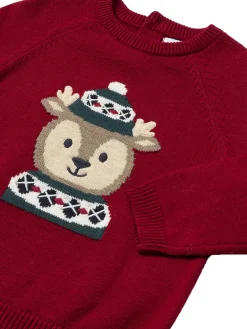 Girocollo taglio raglan intarsio rosso