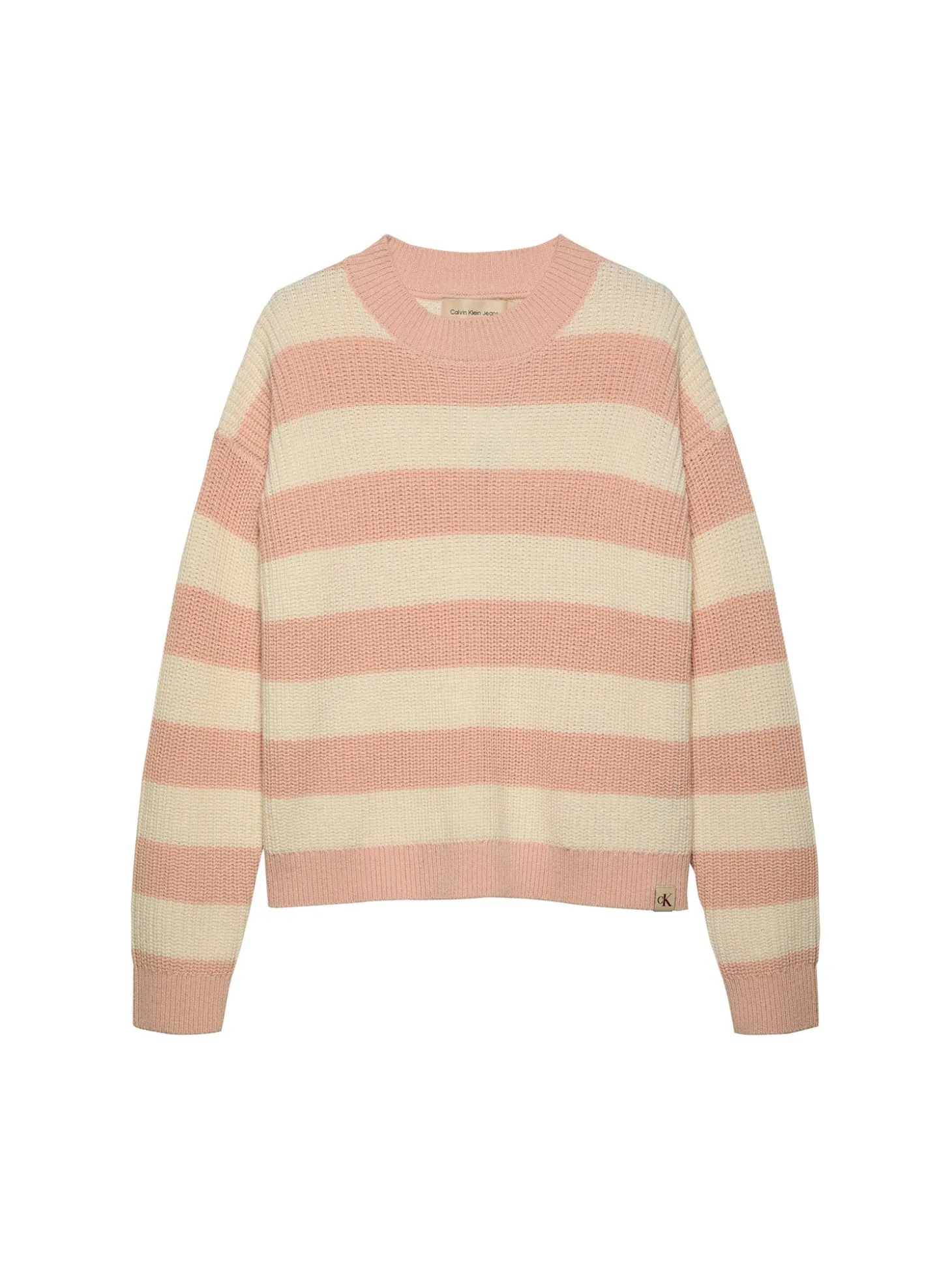 Girocollo teen a righe taglio relaxed bianco/rosa