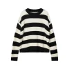 Girocollo teen a righe taglio relaxed nero/bianco
