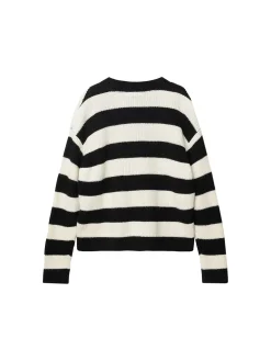 Girocollo teen a righe taglio relaxed nero/bianco