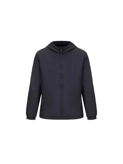 Giubbino antivento con cappuccio blu