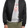 Giubbino bomber con zip in nylon nero